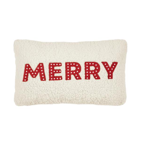 Catherine Lansfield Merry Boucle Cushion White / Red