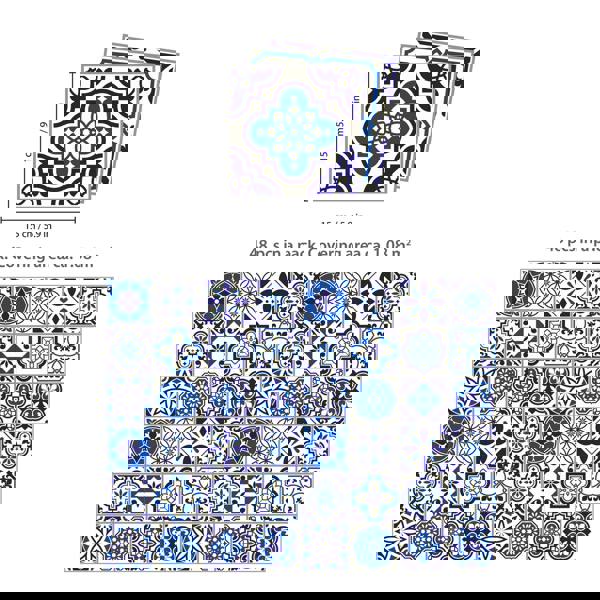 WT1501 - Spanish & Moroccan Blue Tiles Mix Wall Stickers - 15 cm  x 15 cm - 24 pcs.