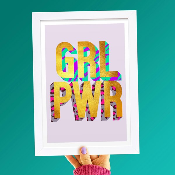 Hands & Hearts Girl Power golden words art print