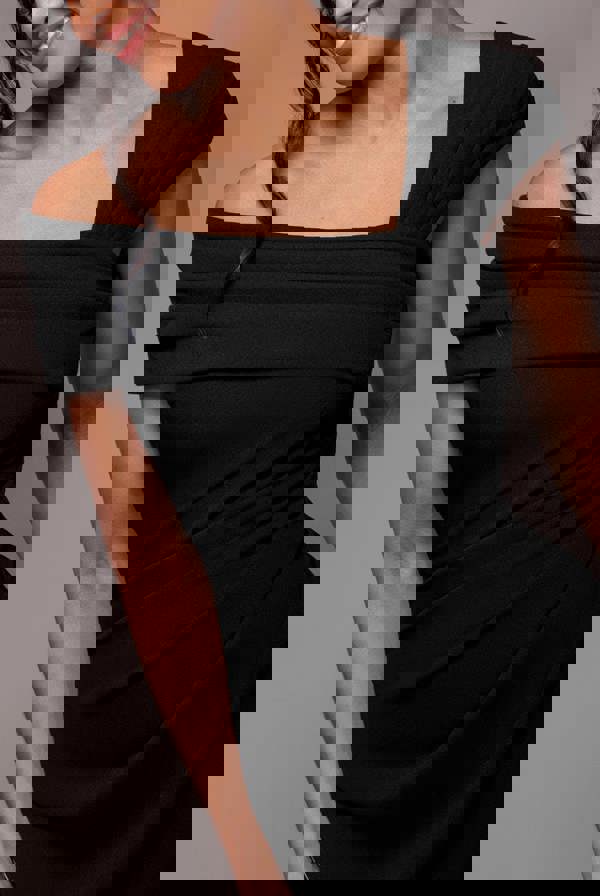 One Shoulder Evening Maxi Dress - Black DR3231