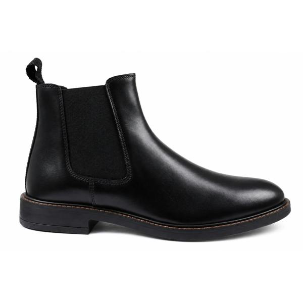 Bale - Men's Black Leather Slip-On Classic Chelsea Boots