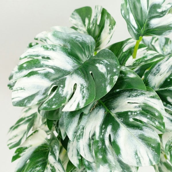 Leaf 30cm Artificial Variegated Green Potted Monstera Trailing Plant