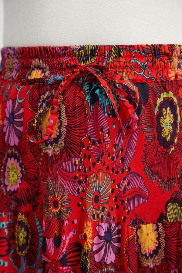 Mudflower Flower Printed Tiered Maxi Skirt