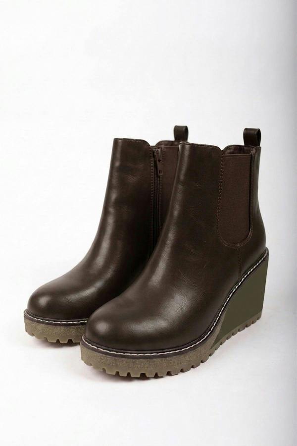 Edie Wedge Sole Chelsea Ankle Boots - Brown
