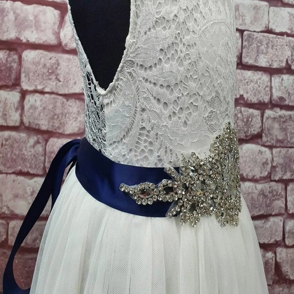 UK Flower Girl Boutique Diamante Glamour Sash - Various Colours