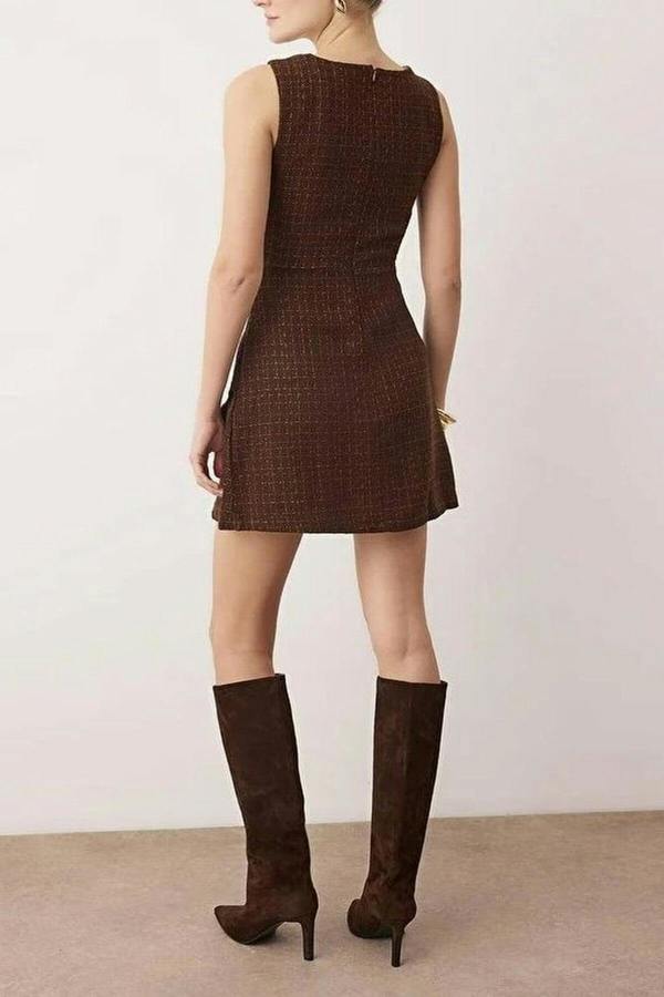 WOVCOR Mini Woven Dress with Accessory Details