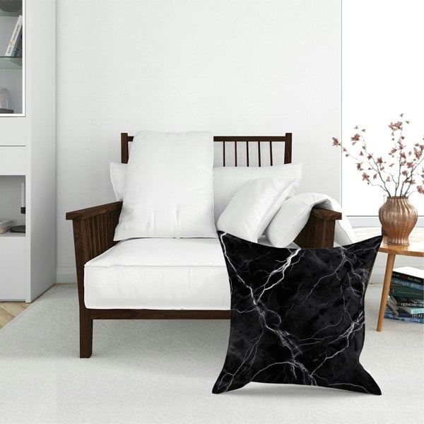 Warren Reed Black Marble Pattern Floor Cushion