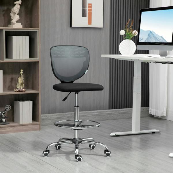 Vinsetto Draughtsman Chair, Office Chair with Wheels, Light Grey - Grey