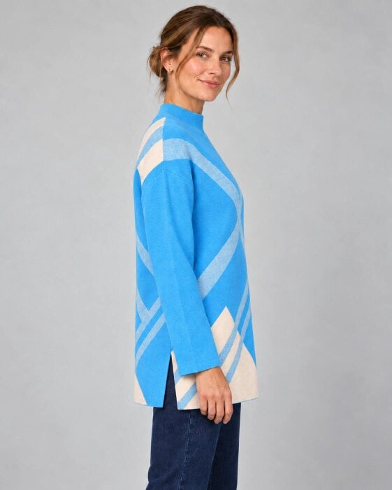 VIZ-A-VIZ Bold Check Jaquard Longline Jumper