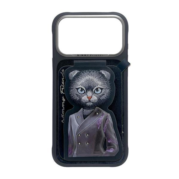 Nimmy Friends Nimmy Black Cat Magnetic Combo Case with Detachable MagSafe Card Holder Stand for iPhone 17 Pro Max 6.9" Black