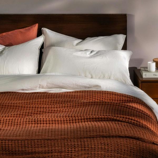 Soak&Sleep Burnt Orange Waffle Cotton Bedspread