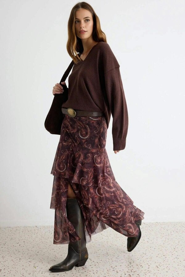 WOVCOR A-Line Maxi Tulle Skirt