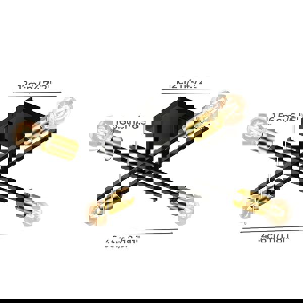 EMITTO Semi Flush Mount Ceiling Light Fixture Matte Black & Gold 4 Light E27