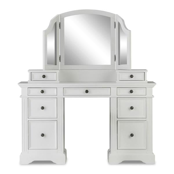 Statement Furniture Gainsborough Dressing Table Set. Pedestal Dressing Table, Extension Drawers, Mirror