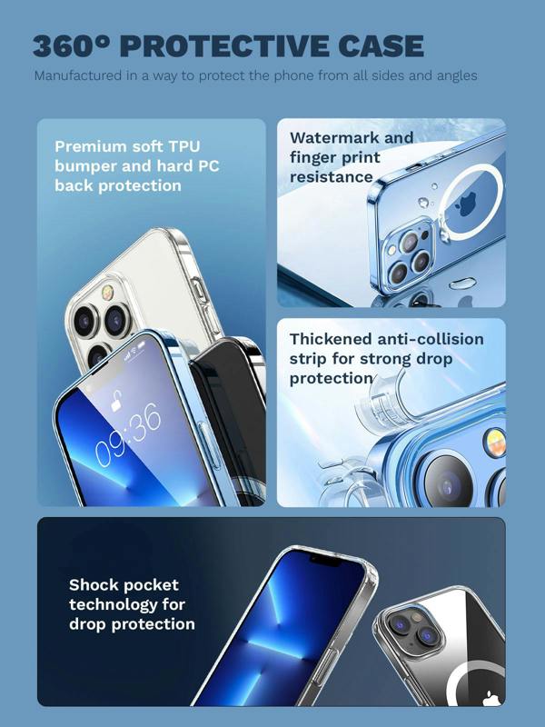 ULTRICS Magnetic Case for iPhone 13 Series, MagSafe Compatible Clear Shockproof Phone Cover