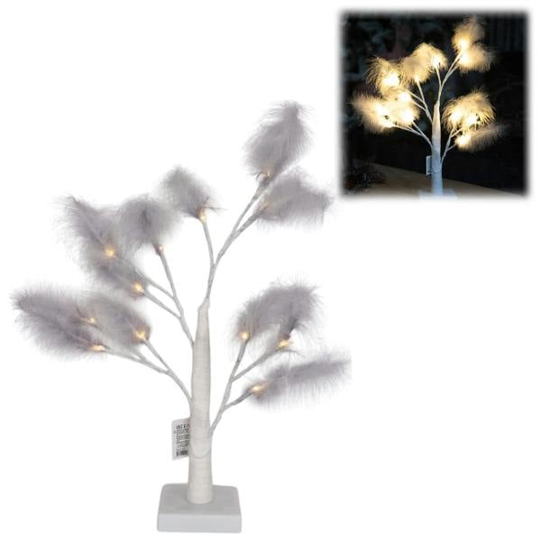 55cm Grey Feather Tree Table Lamp with Warm White LEDs, Battery-Operated Decorative Light image 1