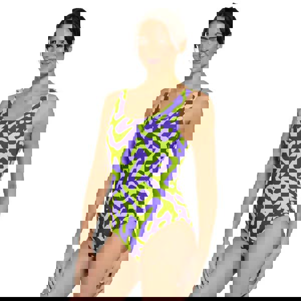 Zoggs Tropical Bliss Thermal Lined Scoopback Swimsuit - Purple/Lime