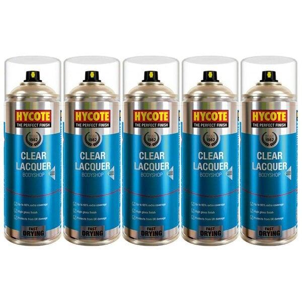 Hycote 5X Hycote Bodyshop Clear Lacquer Spray Paint 400ml