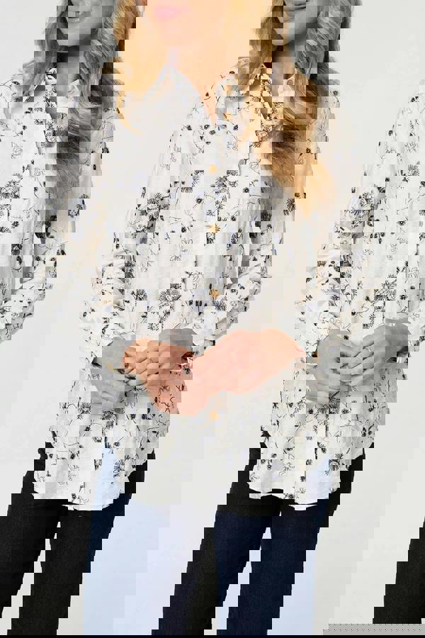 White | Embroidered Detail Long Sleeve Shirt