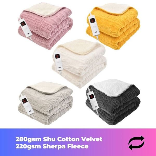 GlamHaus Heated Electric Throw Blanket - Luxurious & Soft Design - 9 Temperature Settings & 9-Hour Timer