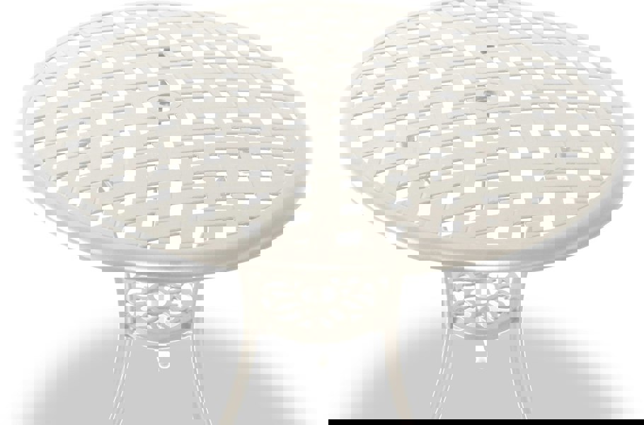 Centurion Supports OSHOWA Luxurious Garden and Patio Table and 2 Large Chairs with Armrests Cast Aluminium Bistro Set - White