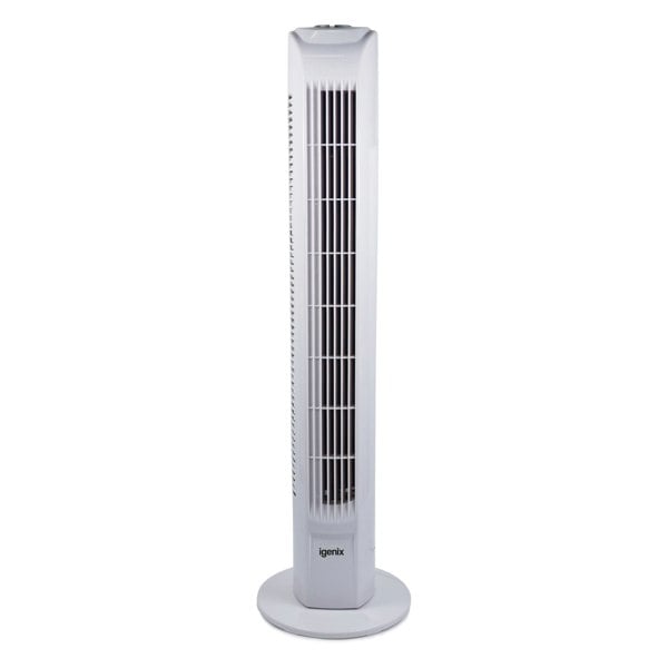 igenix Tower Fan, Oscillating, 7.5 Hour Timer, 29 Inch, White