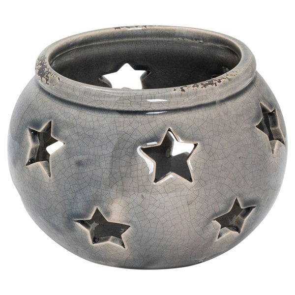 Hill Interiors Ceramic Star Candle Holder - Grey