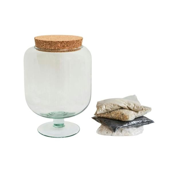Ivyline Glass Footed Cork Lid Terrarium