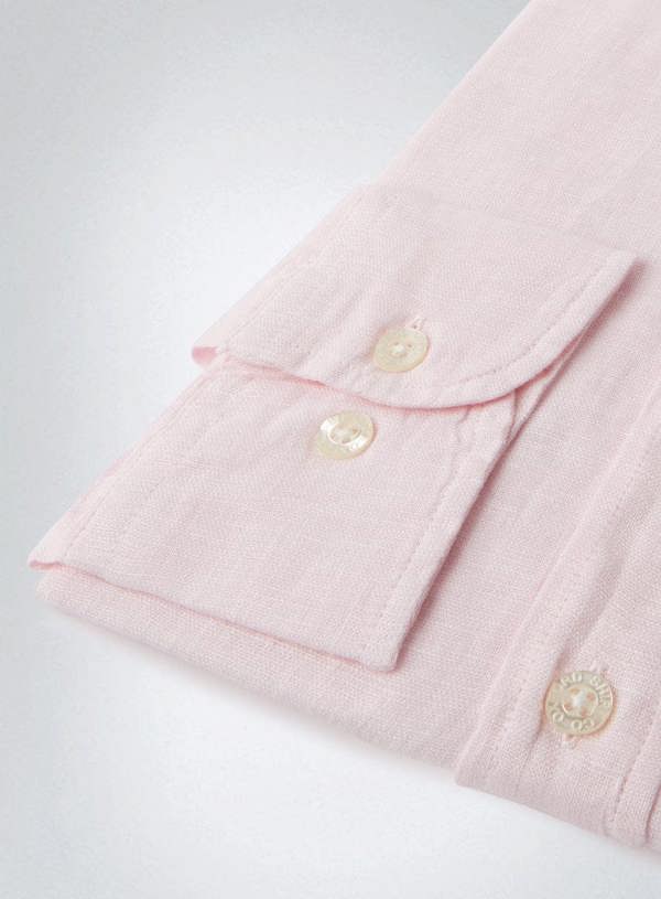 "Tailored Fit Linen Shirt in Pink"