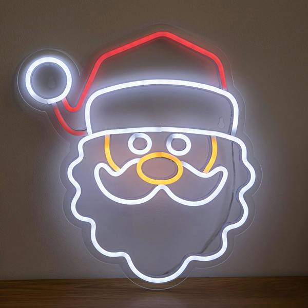 Samuel Alexander 35cm Santa Neon-Style Light Up Christmas Decoration with USB Power Cable