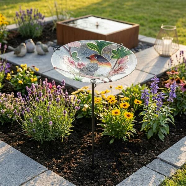 Garden Greatness Robin Bath Bath Feeder Garden Stake