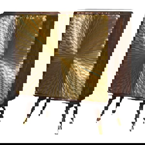 Artisan Furniture Solid Wood Avora Brass Embossed 2 Door Chestnut Cabinet