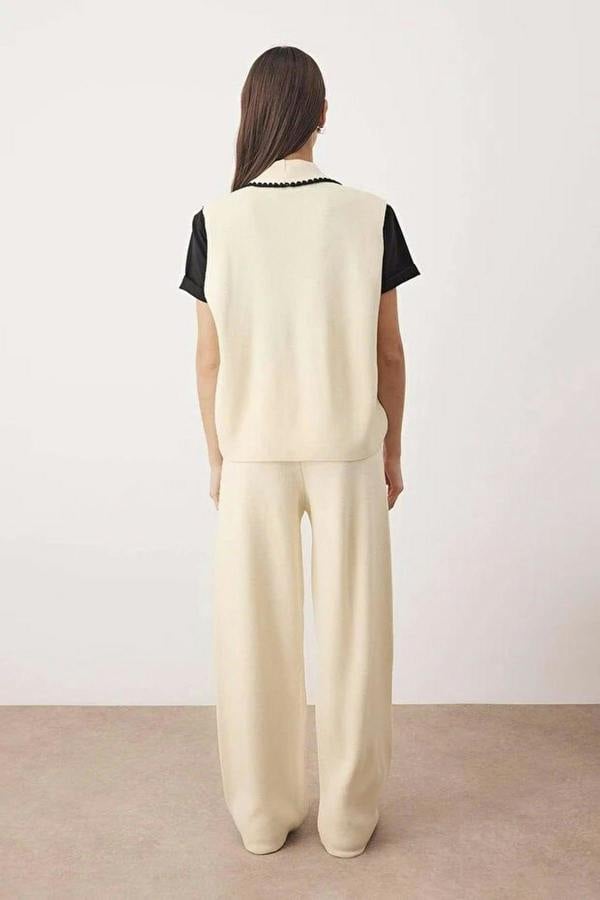 WOVCOR 2-Piece Vest-Pants Knitwear Bottom-Top Set