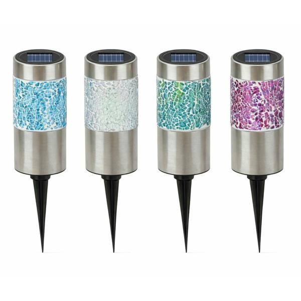 Gardenwize Pack of 4 Solar Mosaic Stake Lights – Warm White LED Garden Lights