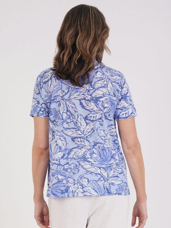 TIGI Pleat Neckline Tropical Print Top