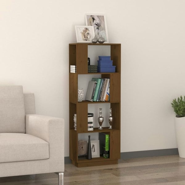 Berkfield Book Cabinet/Room Divider Honey Brown 51x25x132 cm Solid Wood Pine