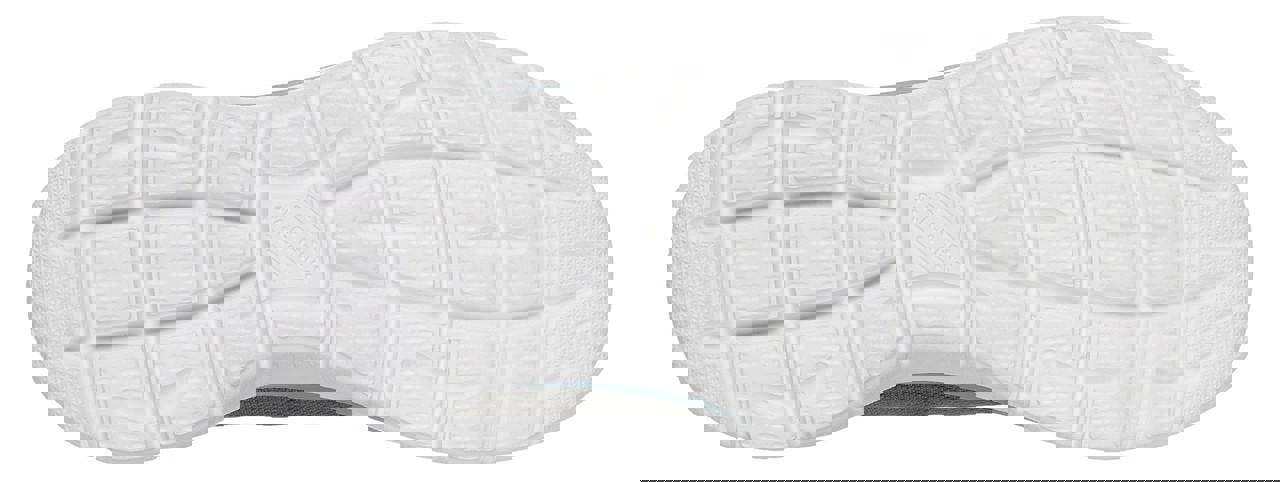 Skechers Summer Blush Womens Slip On Casual Sports Walking Trainers, sole view showing cushioned white rubber sole with grid pattern for grip and comfort.