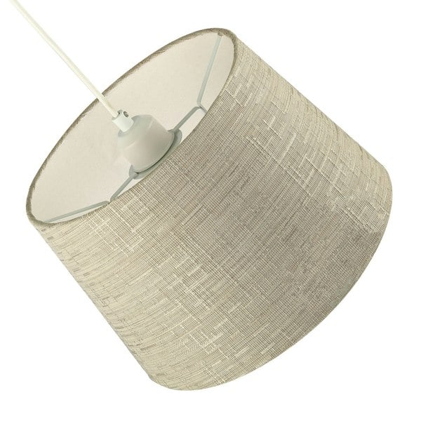 Silver Grey Jacquard Cotton Drum Lamp Shade for Lamp Base or Pendant Image 4