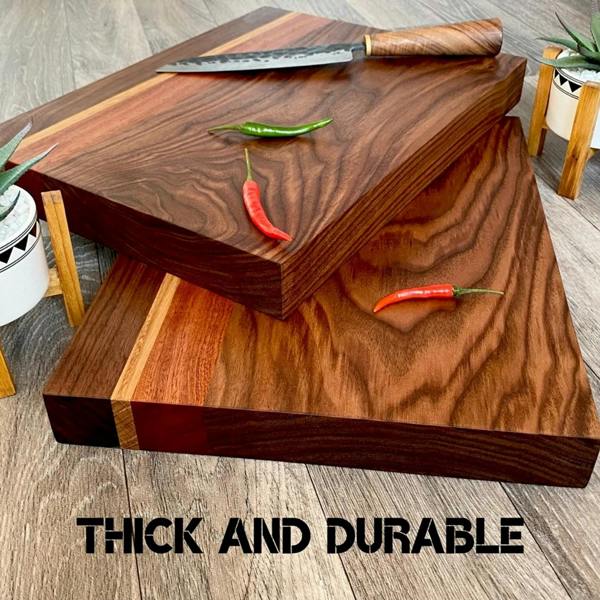 Giraffes & Craftz Handmade Black Walnut Chopping Board: Sapele & Oak Inlays