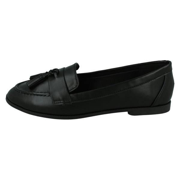 Spot On Ladies Spot On Tassel Trim Wide Fit Slip On Shoes F80560
