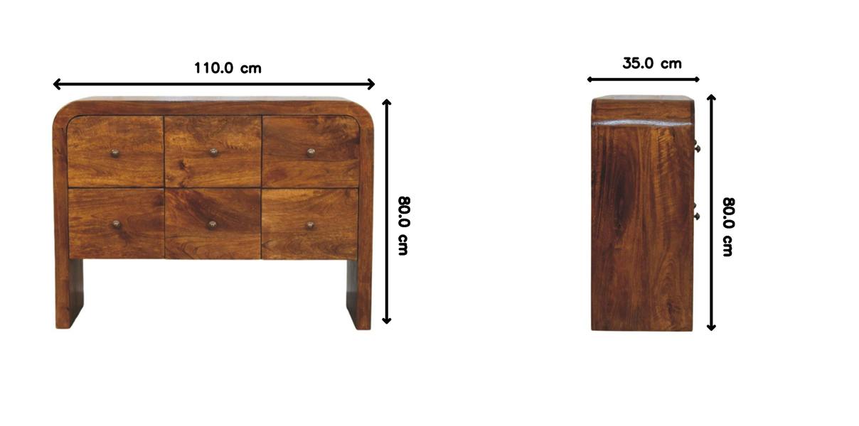 Artisan Furniture Solid Wood Darcy 3 over 3 Drawer Chest in Chestnut Finish