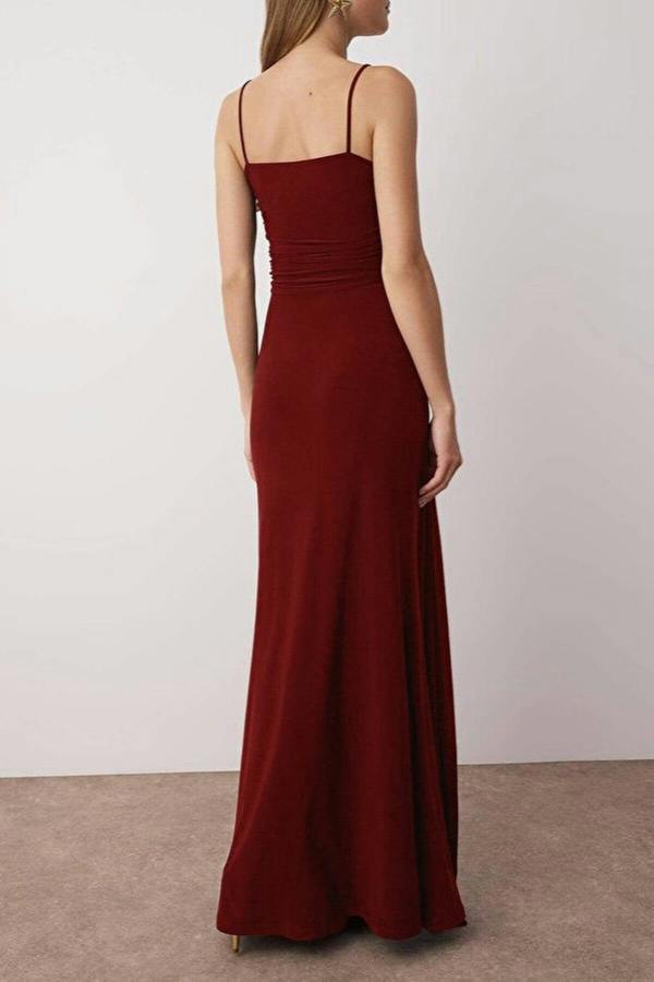WOVCOR Accessory Detailed Knitted Maxi Evening Dress
