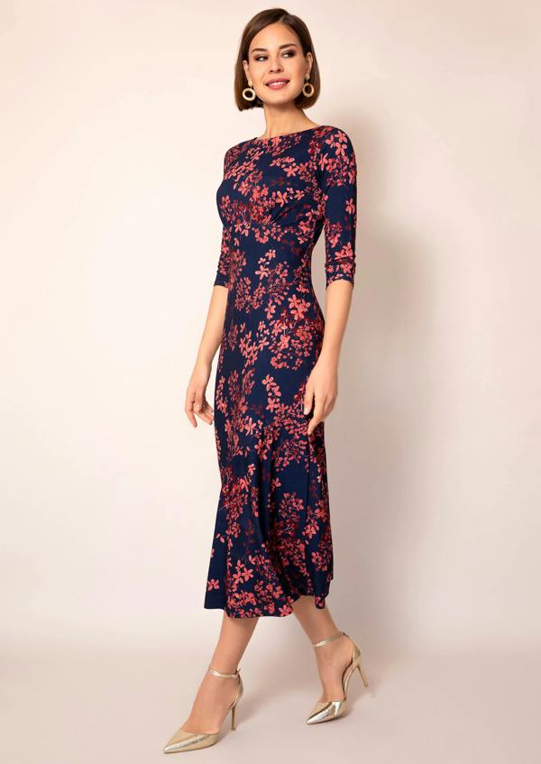 Alie Street London Maxine Asymmetric Dress (Bronzed Blooms)
