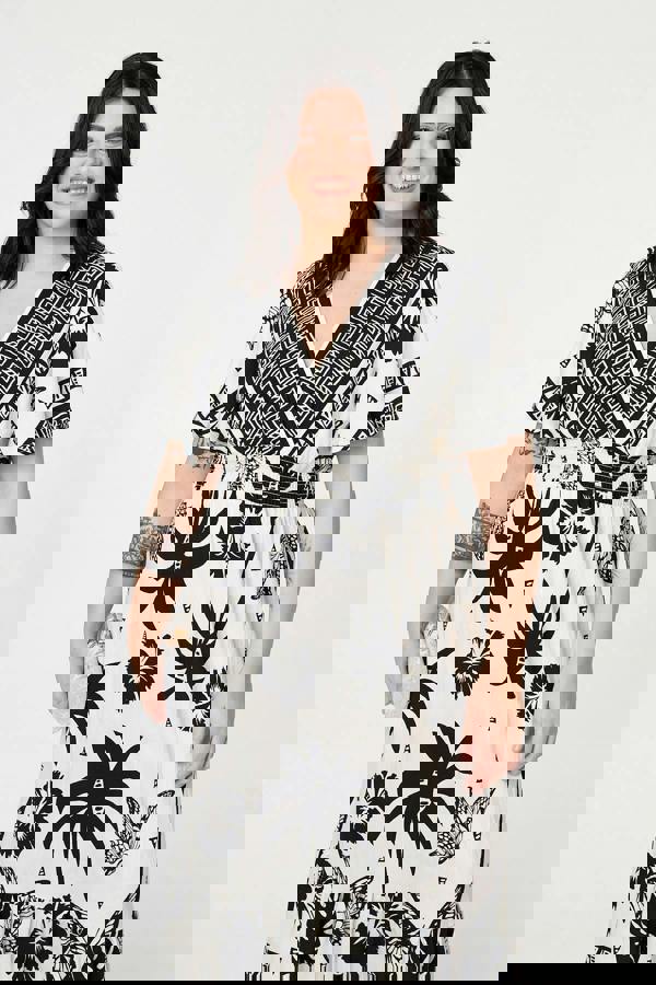 White | Curve Tropical Empire Waist Maxi Dress