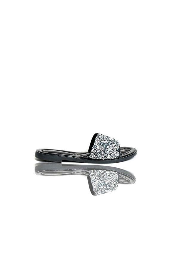 Sofie Embellished Slip On Sandals - Black