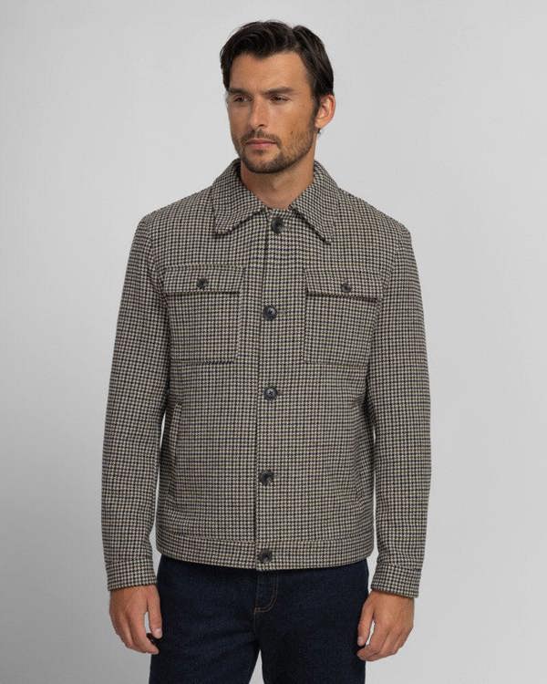 Steel & Jelly Hawkridge - Houndstooth Wool Blend Harrington Jacket