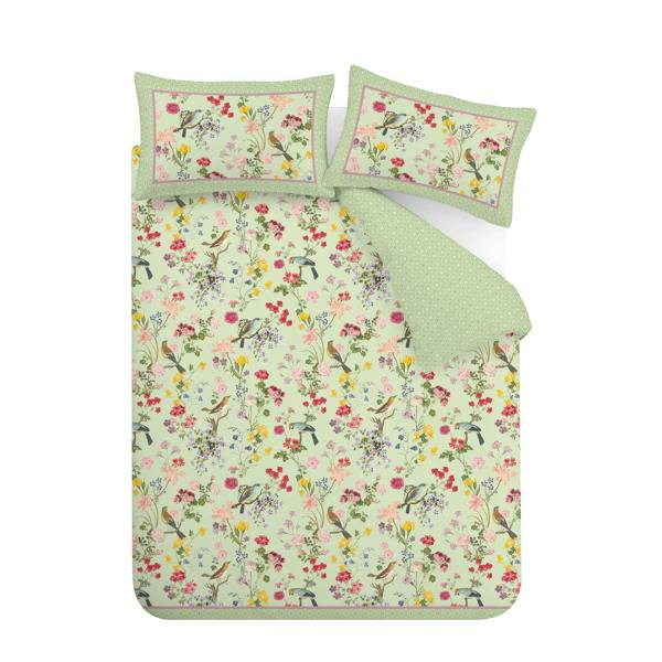 RHS Birds In Bloom Green Duvet Cover Set