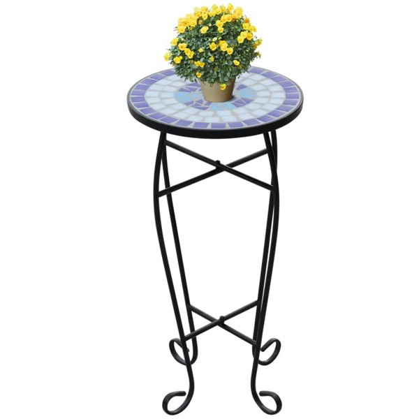 Berkfield Mosaic Side Table Plant Table Blue White
