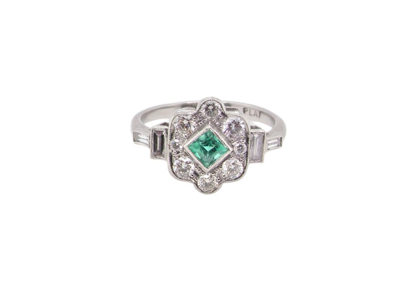 Vintage Tom An Art Deco style Emerald and Diamond ring