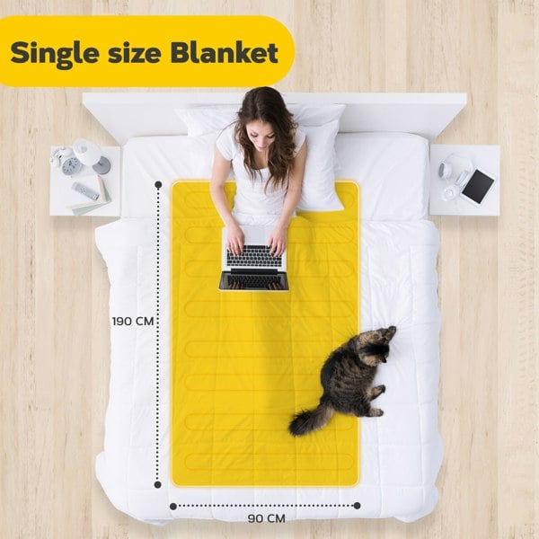 Air Pro Fleece Electric Under Blanket - Fitted Heated Mattress Cover with Controller - Single 90x190cm